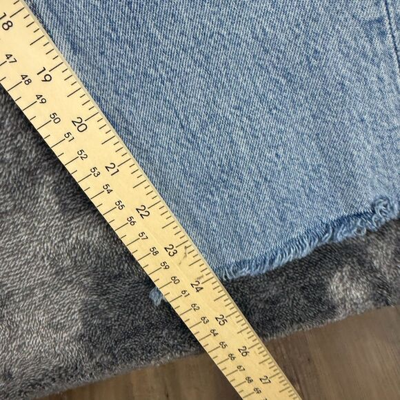 AGOLDE Light Blue Denim Jeans Cropped Raw Hem Button Fly Women's 25X24 - Picture 9 of 12